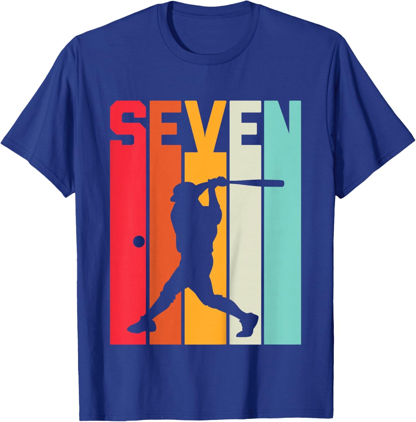 7th Birthday Retro Baseball 7 Years Old Boy Girl T-Shirt - T-Shirt | Royal