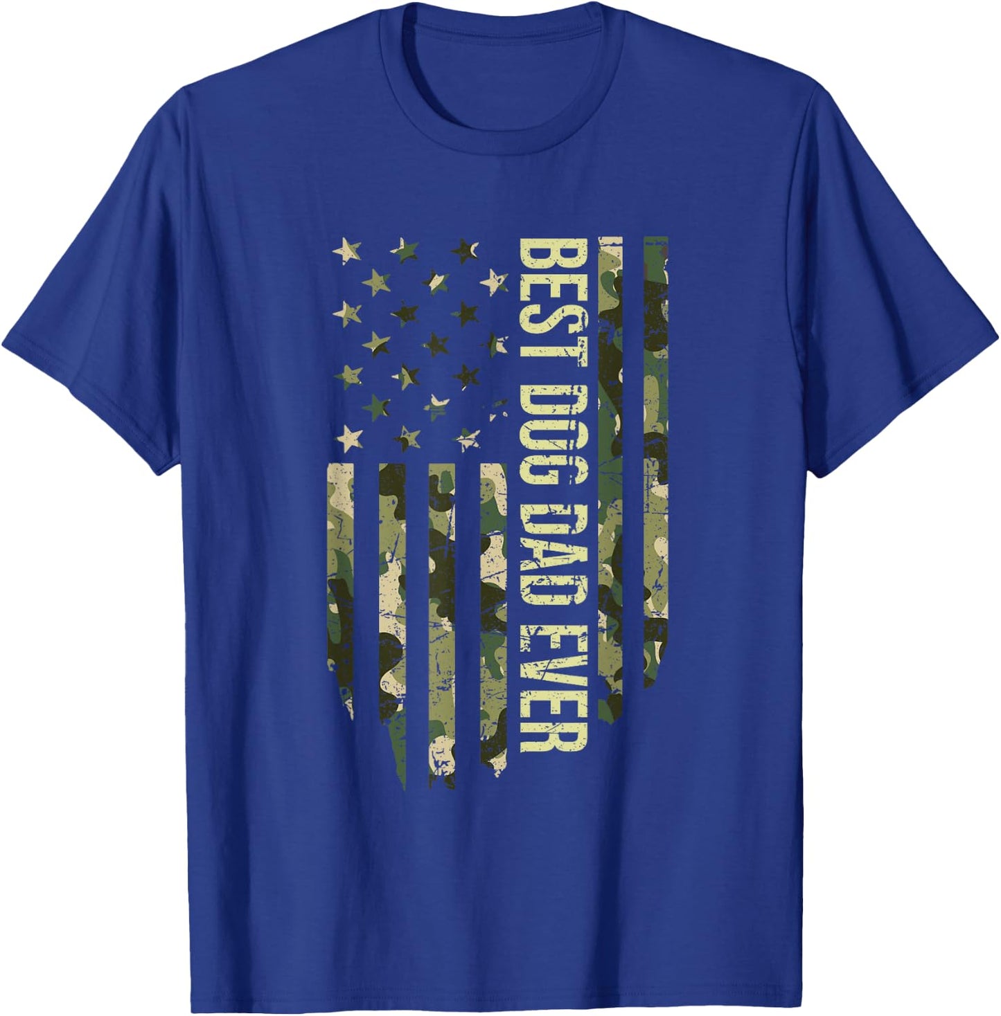 Retro Fathers Day Best Dog Dad Ever Camo American Flag Women Kids T-Shirt - T-Shirt | Royal