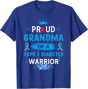 Proud Grandma Of A Type 1 Diabetes Warrior TD1 Diabetic T-Shirt - T-Shirt | Royal