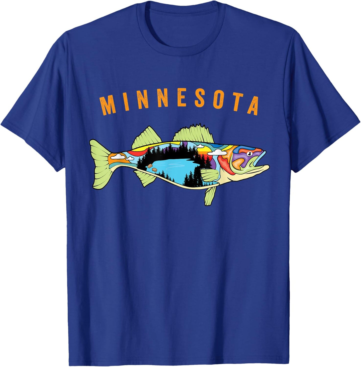 Unique Artistic Minnesota Walleye Fish Fisherman Gift T-Shirt - T-Shirt | Royal