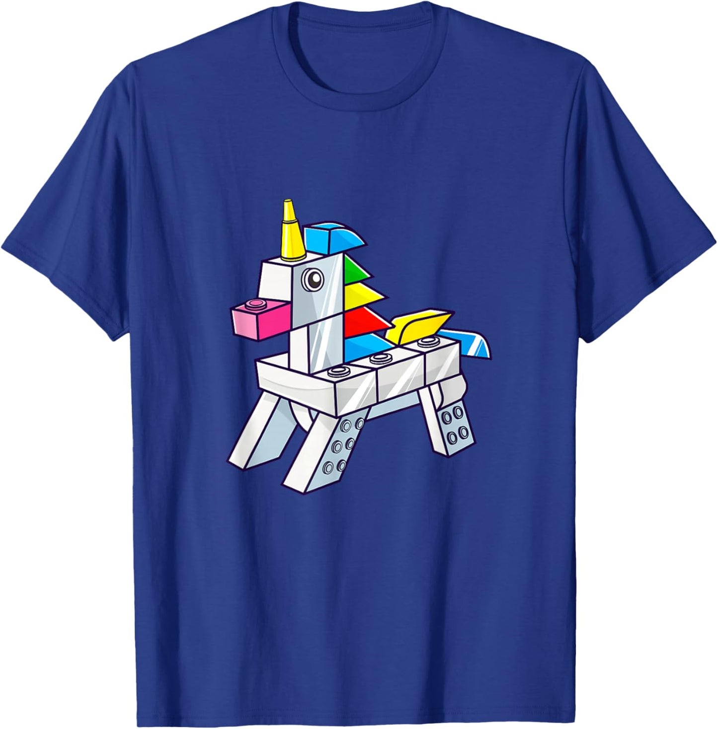 Unicorn Rainbow Master Builder Building Blocks Girls Kids T-Shirt - T-Shirt | Royal