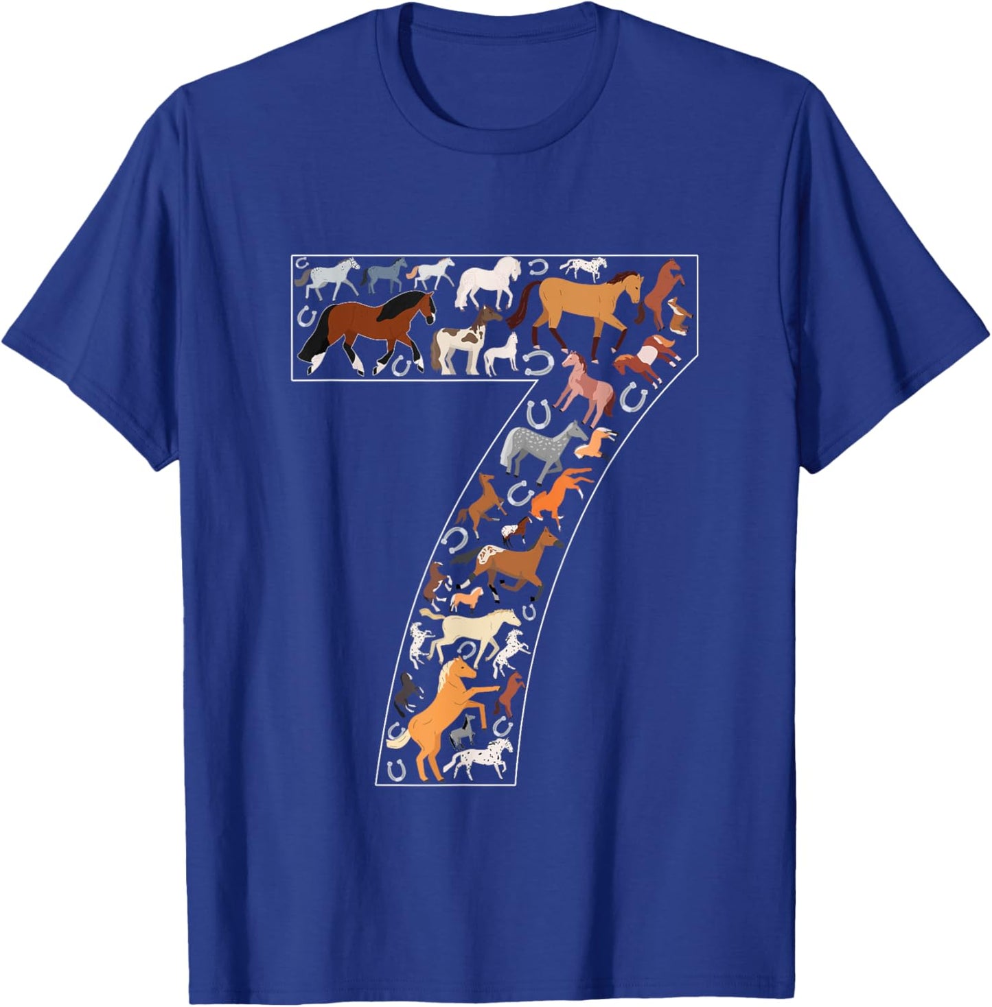 7th Birthday Horse Lover Theme 7 Year Old Party T-Shirt - T-Shirt | Royal