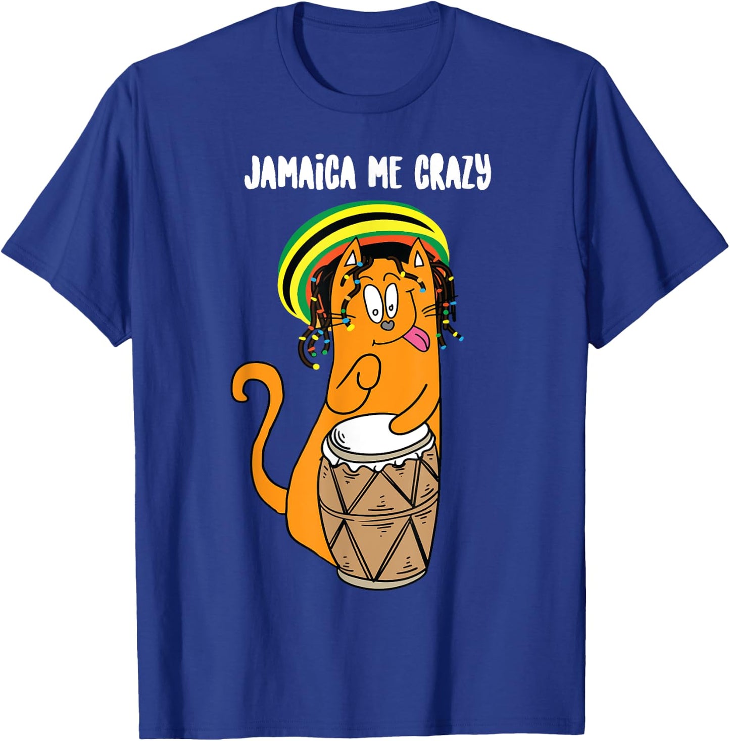 Funny Jamaica Me Crazy | Cute Jamaican Reggae Cat Gift Lover Women Girls Kids T-Shirt - T-Shirt | Royal