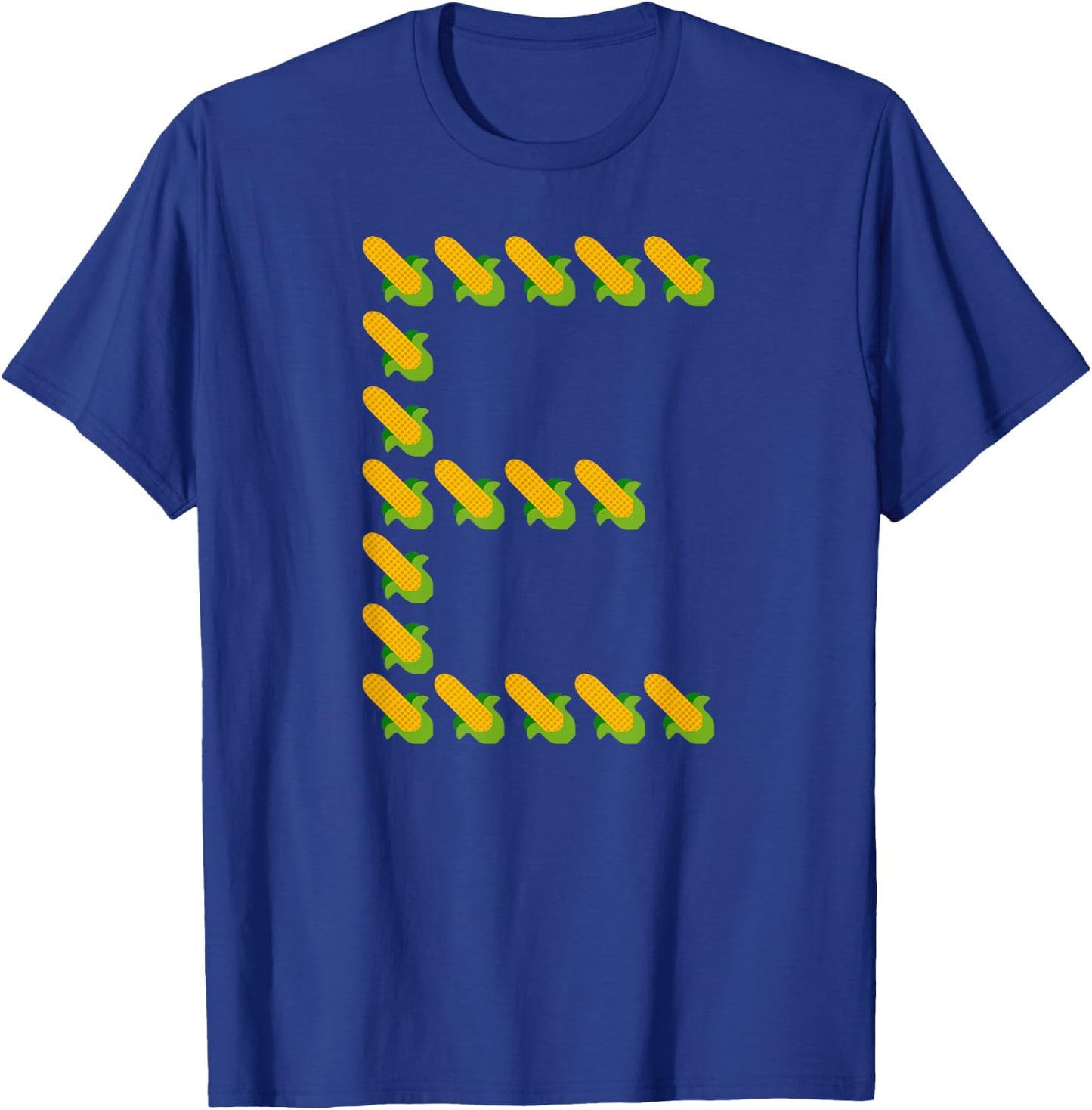 Corn E - Ears of Corn In A Letter E Shape - Funny Corny Pun T-Shirt - T-Shirt | Royal