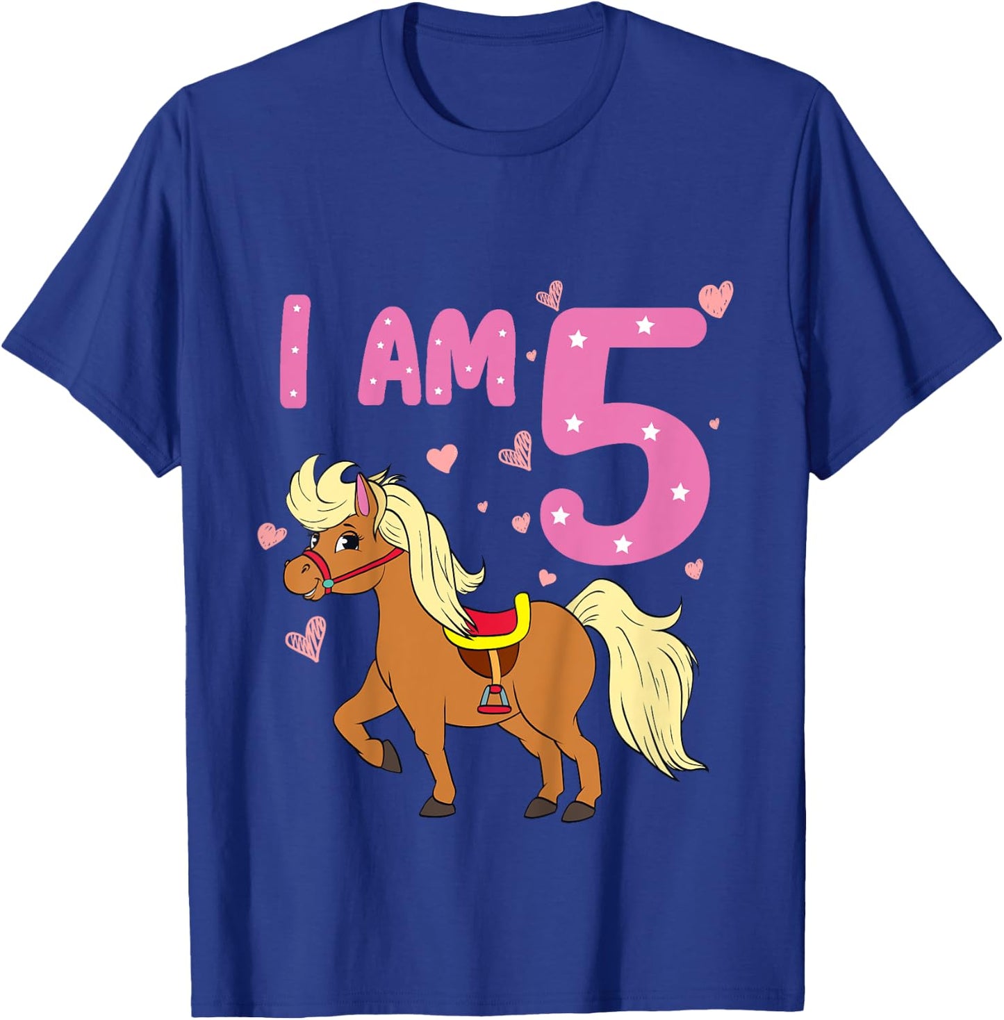 Pony Girl 5th Birthday Horse 5 Years Old Girls Pony Birthday T-Shirt - T-Shirt | Royal