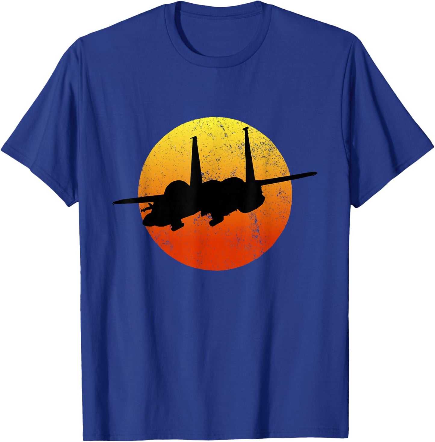F-15 Eagle Silhouette Retro Sunset Jet Flies F15 T-Shirt - T-Shirt | Royal