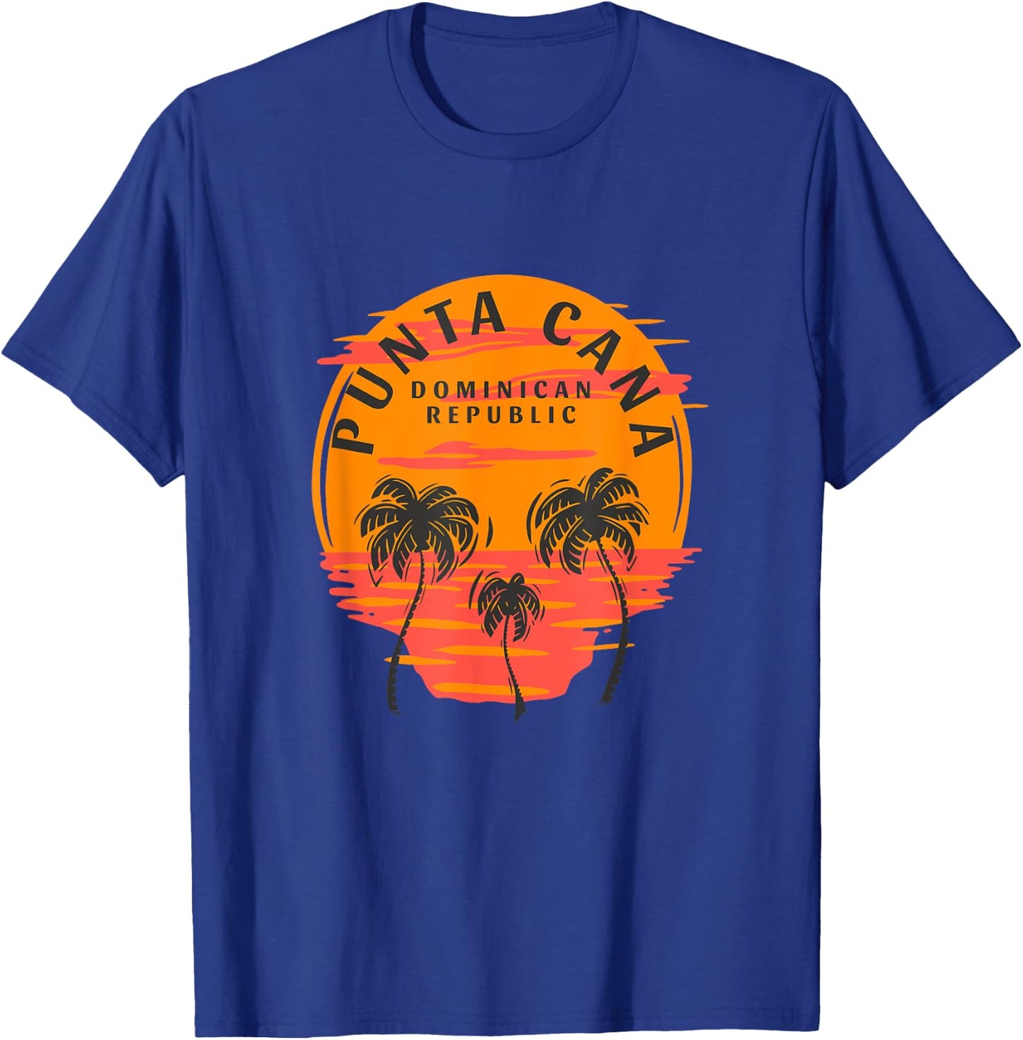 Retro Punta Cana Dominican Republic Palm Trees Sunset Skull T-Shirt - T-Shirt | Royal