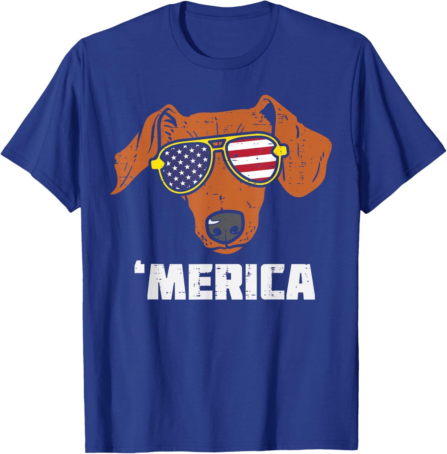 Dachshund Wiener American USA Flag 4th Of July Fourth Dog T-Shirt - T-Shirt | Royal