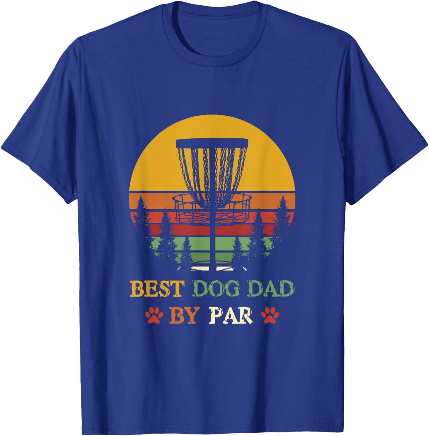 Best Dog Dad by Par Funny Retro vintage Frisbee Golf Disc Men Women Girls Kids T-Shirt - T-Shirt | Royal