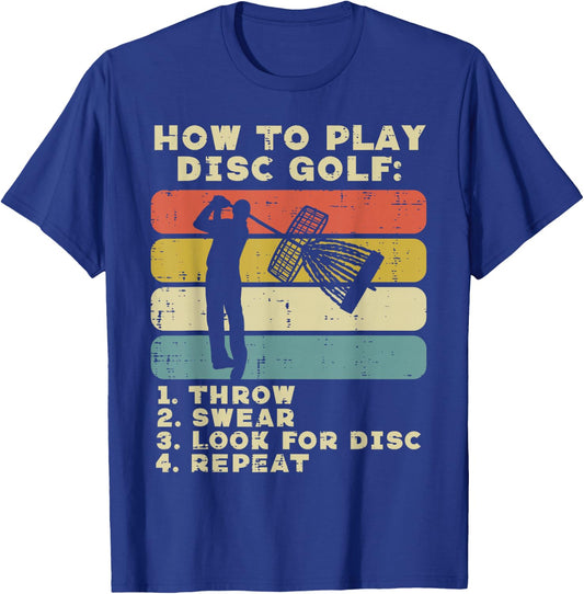 How To Play Disc Golf Sunset Retro Frisbee Golfing Golfer T-Shirt - T-Shirt | Royal