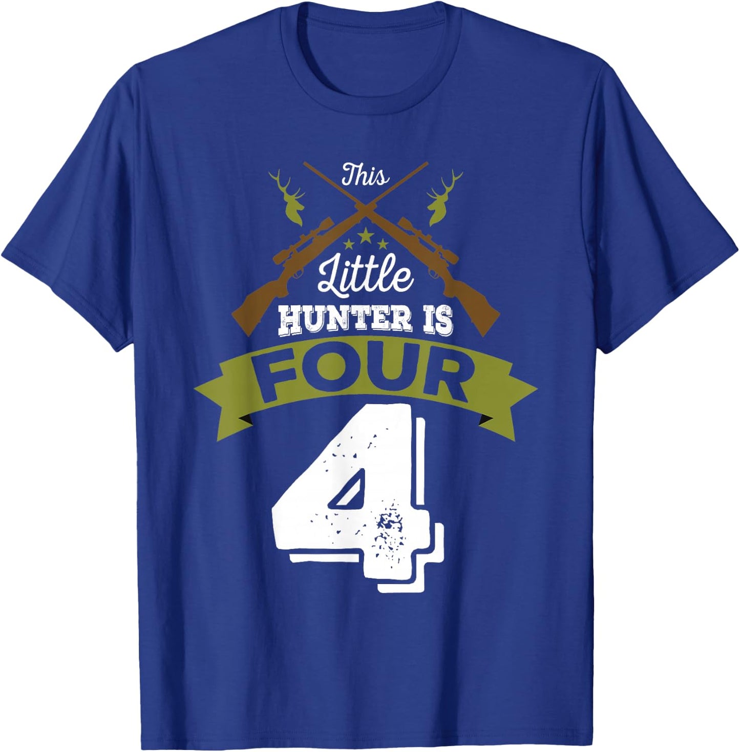 4th Birthday Deer Hunter Gift Boys Girls | 4 years old T-Shirt - T-Shirt | Royal