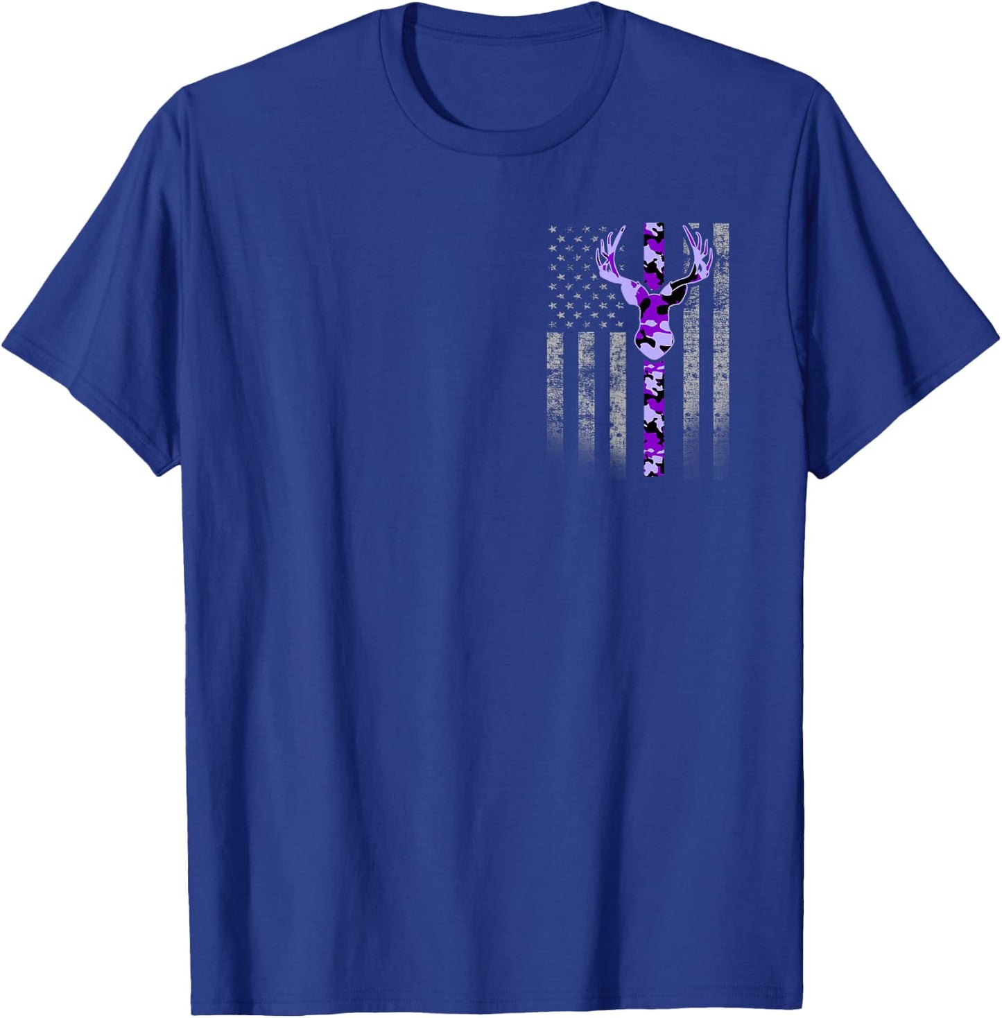 Deer Hunting Purple Camouflage Flag with Camo Deer Antlers T-Shirt - T-Shirt | Royal