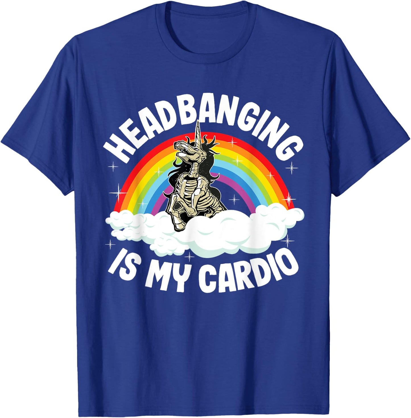 Headbanging Is My Cardio Funny Heavy Metal Unicorn T-Shirt - T-Shirt | Royal