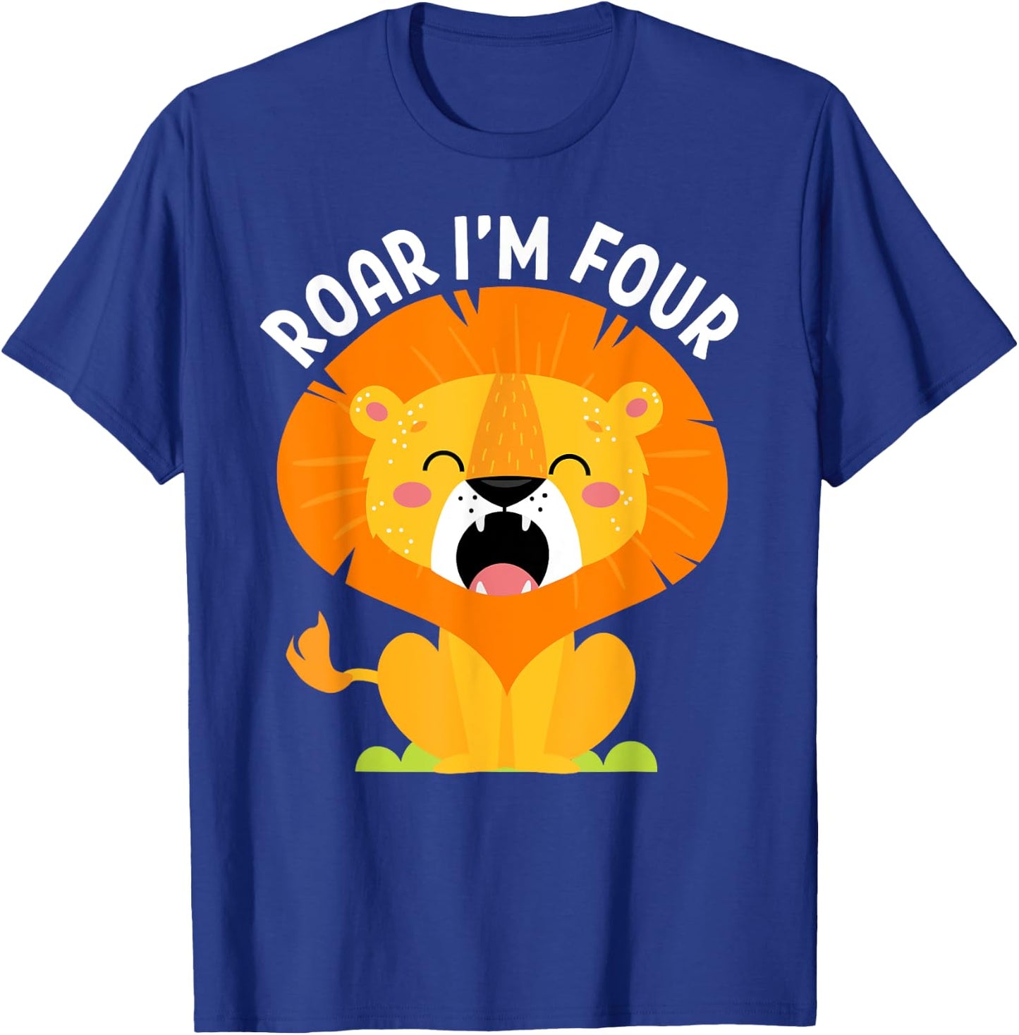 Roar I'm 4 4th Birthday Roaring Lion Safari Jungle Animal T-Shirt - T-Shirt | Royal