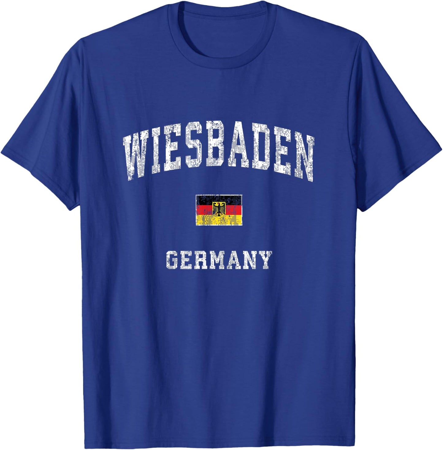 Wiesbaden Germany Vintage Athletic Sports Design T-Shirt - T-Shirt | Royal