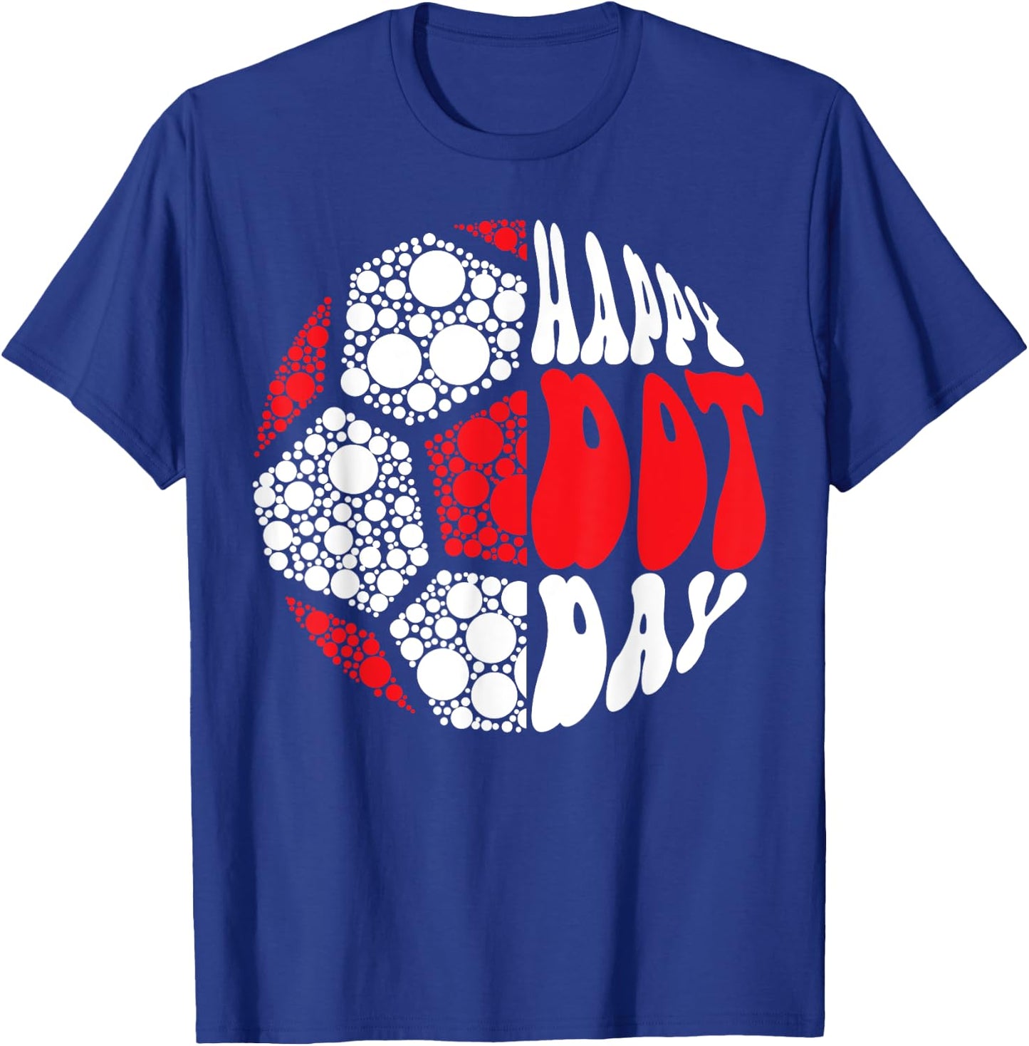Retro Groovy Soccer Ball With Polka Dots Happy Dot Day Boy T-Shirt - T-Shirt | Royal