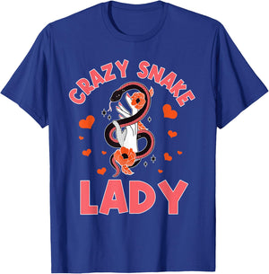 Crazy Snake Lady Snakes Reptile Girl Herpetologist T-Shirt - T-Shirt | Royal