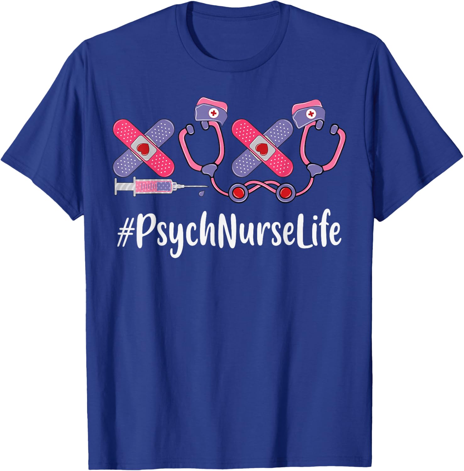 Psych Nurse Valentines Day Women Stethoscope Appreciation T-Shirt - T-Shirt | Royal