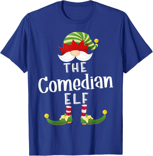 Comedian Elf Group Christmas Funny Pajama Party T-Shirt - T-Shirt | Royal