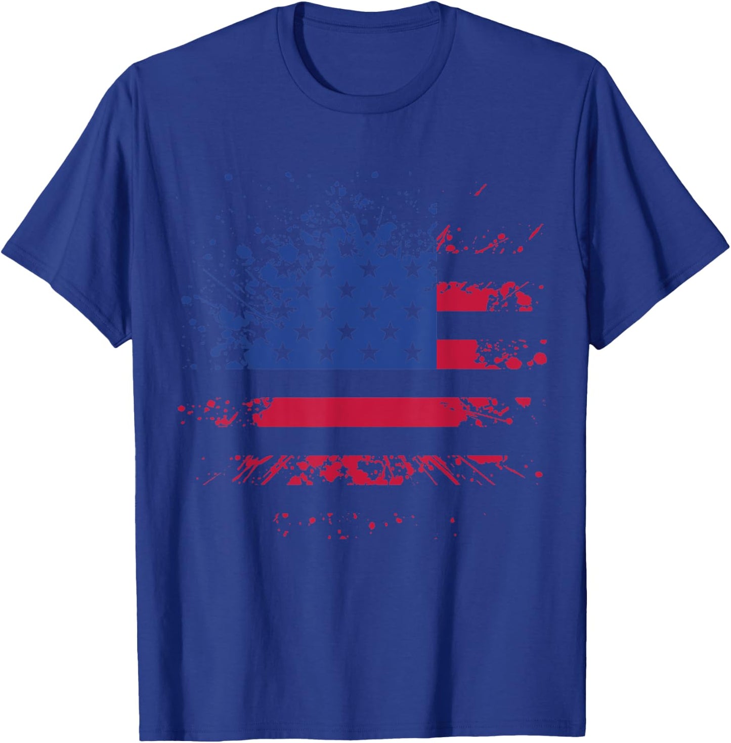 Abstract Patriotic American Flag Grunge Splatter Graphic Women Kids Men T-Shirt - T-Shirt | Royal
