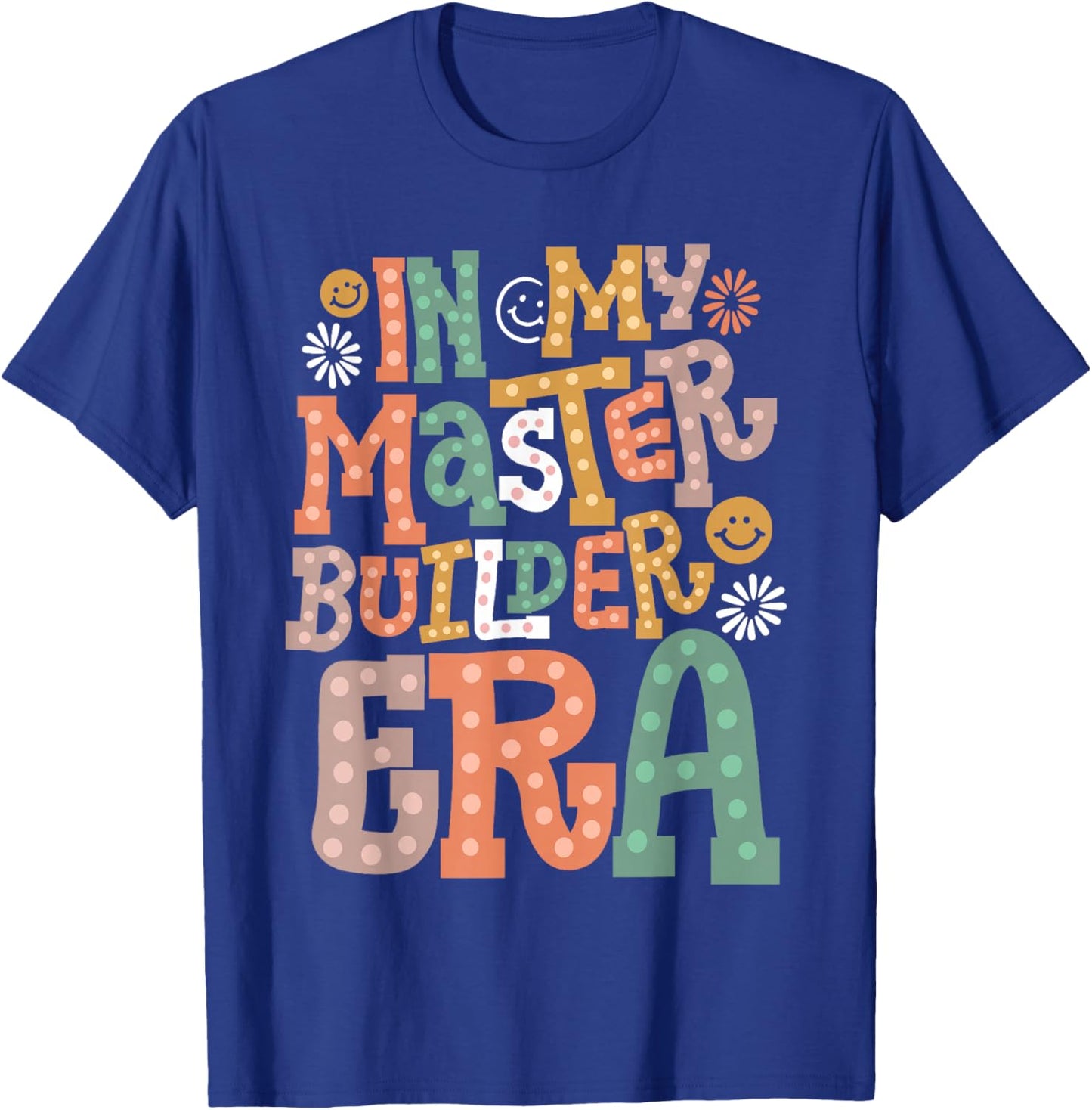 In My Master Builder Era Retro Groovy Building Blocks Kids T-Shirt - T-Shirt | Royal