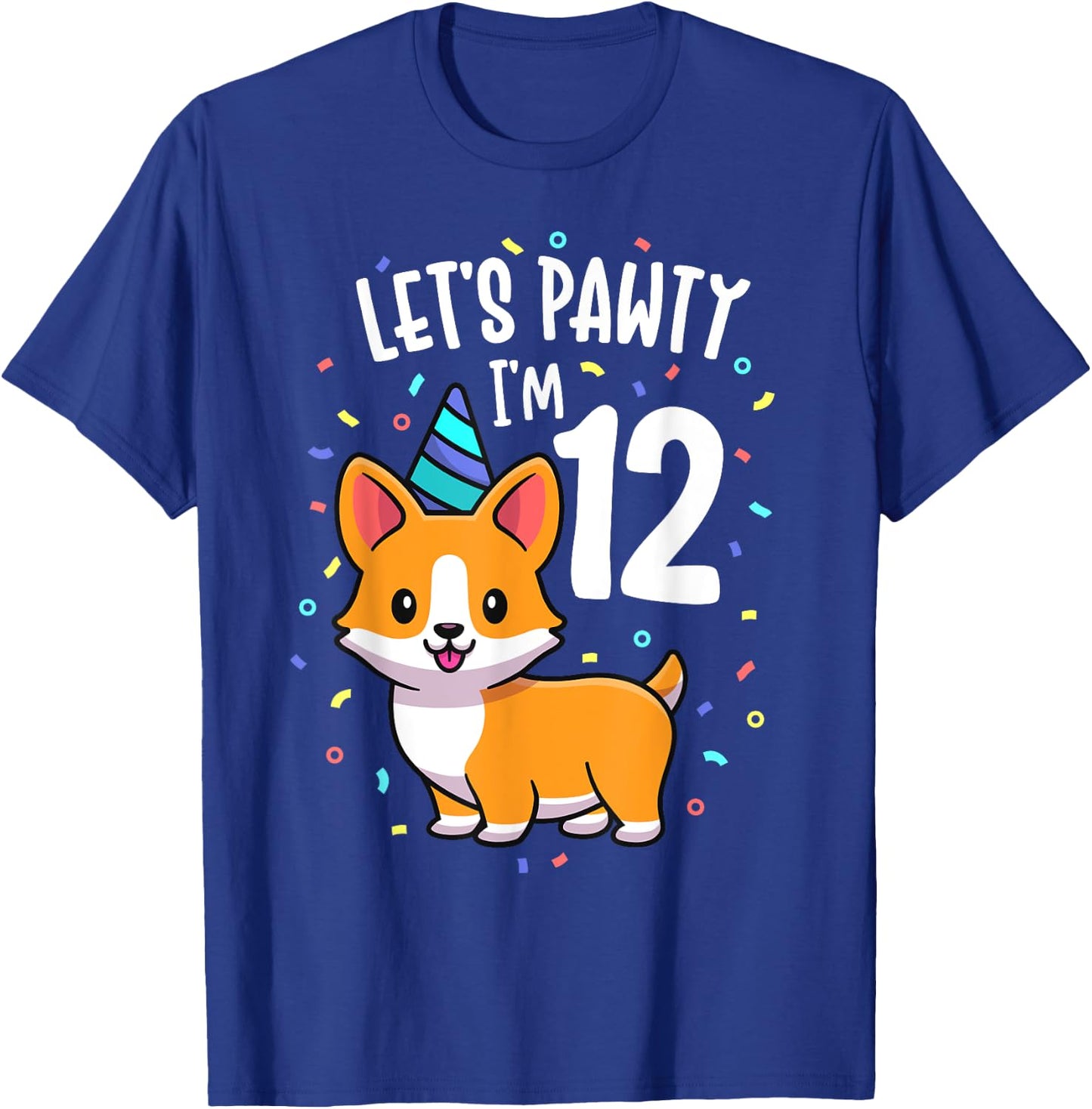 12 Years Old Corgi Dog Lover 12th Birthday Party Outfit Kid T-Shirt - T-Shirt | Royal