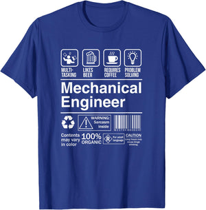 Mechanical Engineer Funny Description Label T-Shirt - T-Shirt | Royal