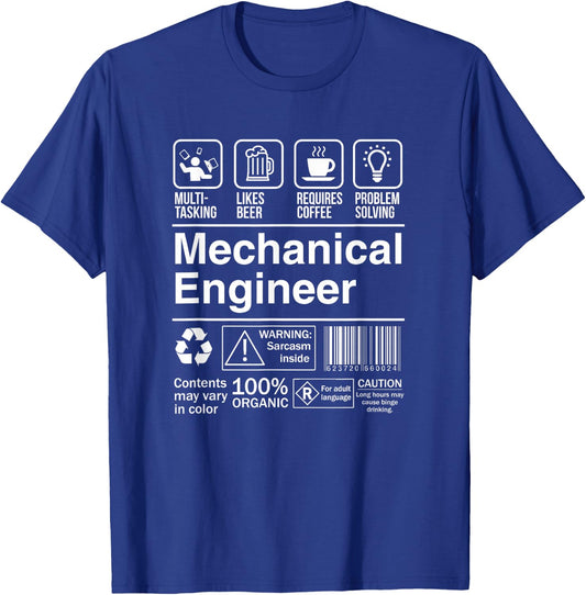 Mechanical Engineer Funny Description Label T-Shirt - T-Shirt | Royal