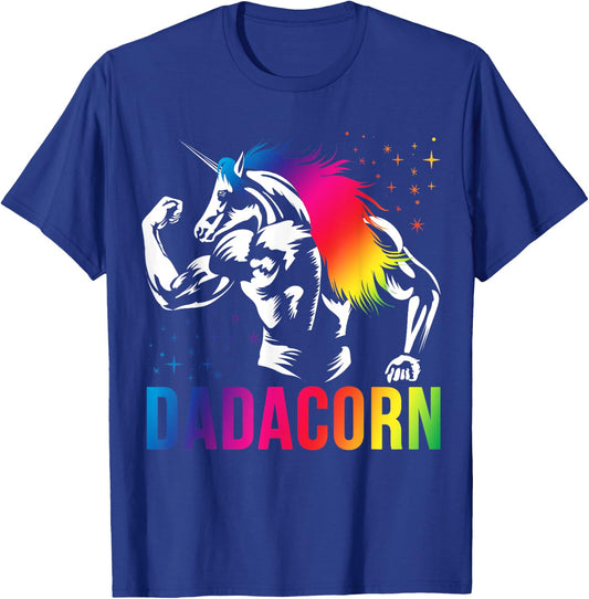 Dadacorn Muscle Fathers Day Joke Daddy Unicorn , Black, Small T-Shirt - T-Shirt | Royal