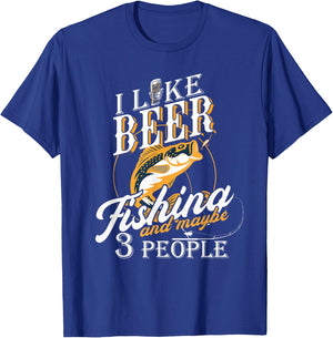 Funny Fishing - Beer Lover - I Like Beer Fishing T-Shirt - T-Shirt | Royal