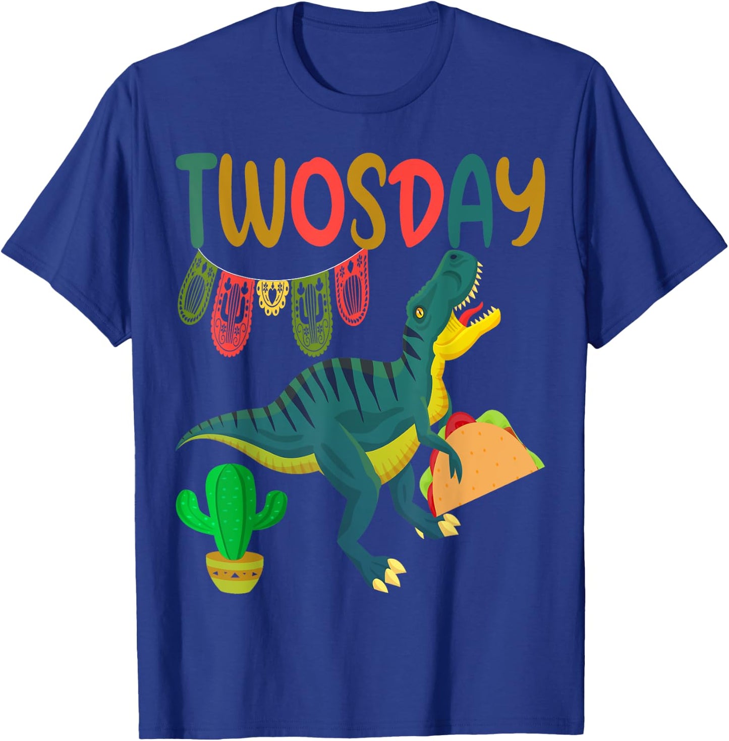 Taco Twosday Toddler Dinosaur 2nd Birthday Cinco De Mayo T-Shirt - T-Shirt | Royal