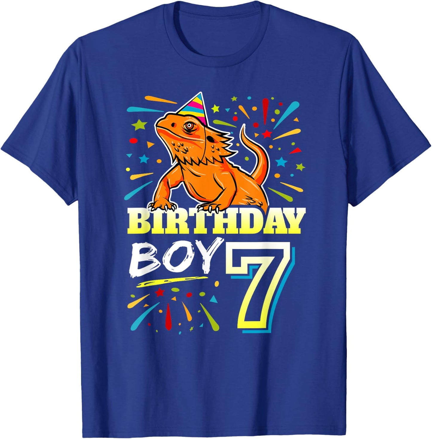 Bearded Dragon Lizard Kids 7th Birthday - 7 Year Old Boy T-Shirt - T-Shirt | Royal
