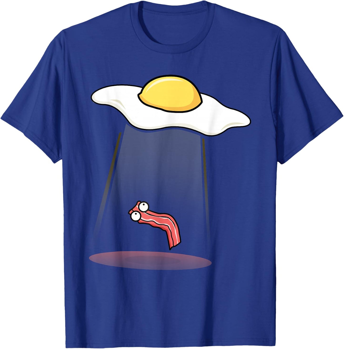 Bacon Kidnapping Bacon Funny Alien UFO Breakfast Galaxy T-Shirt - T-Shirt | Royal