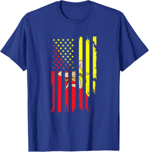 Sicilian American Flag of Sicily USA Sicilian Heritage Flag Women Kids Men T-Shirt - T-Shirt | Royal
