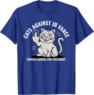 Cats Against JD Vance Vote for Kamala Harris T-Shirt - T-Shirt | Royal