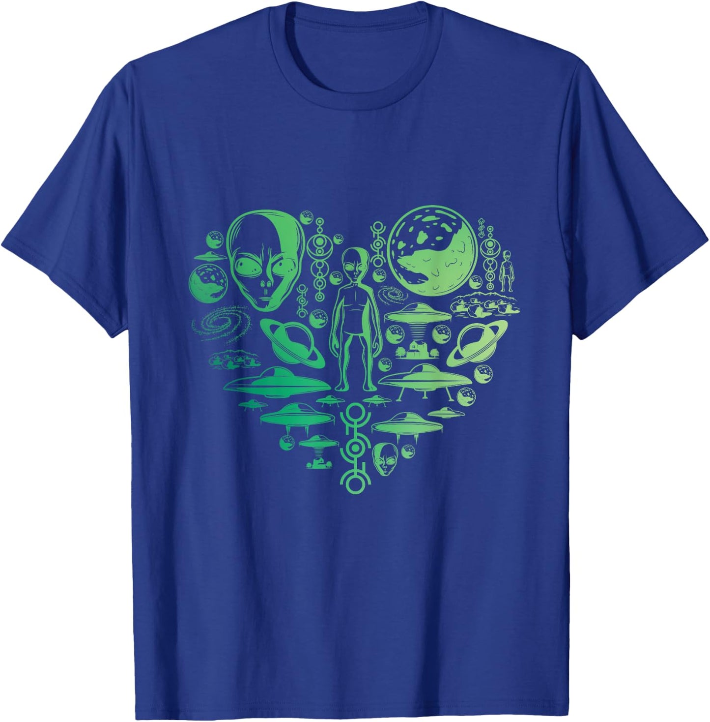 Aliens UFO Enthusiast lovers heart men women kids Abduction T-Shirt - T-Shirt | Royal