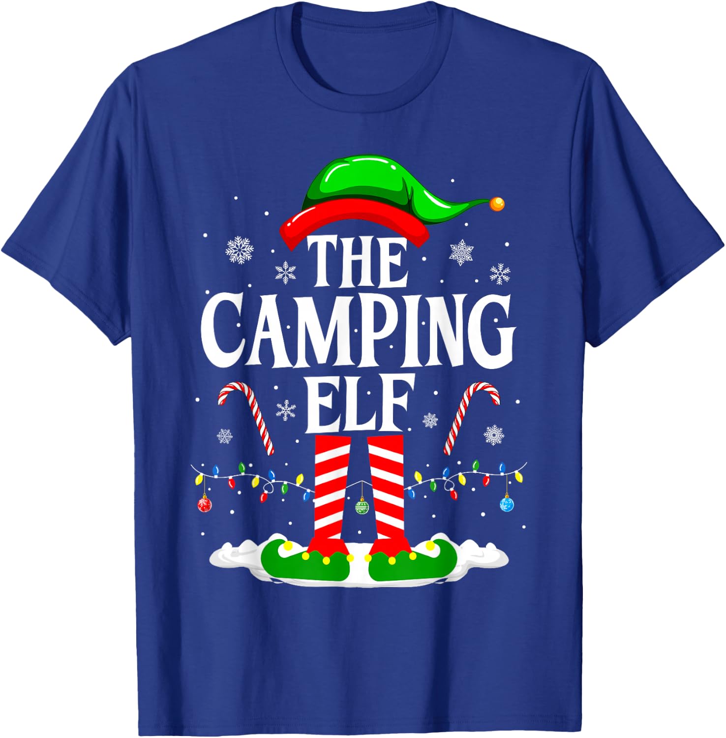 The Camping Elf Xmas Funny Matching Family Group Christmas T-Shirt - T-Shirt | Royal