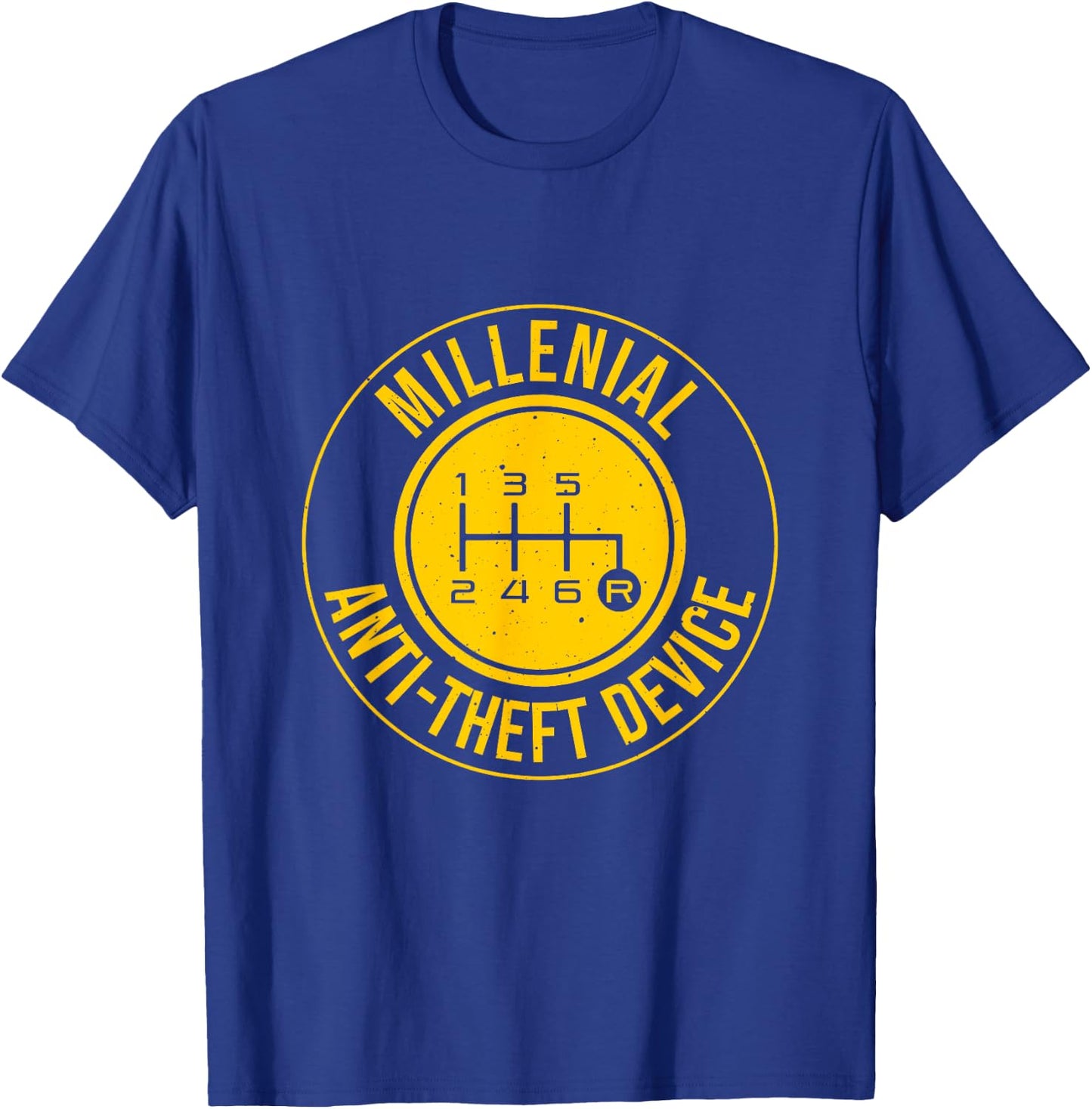Funny Millenial Anti-Theft Device Gift Men Cool Manual Car T-Shirt - T-Shirt | Royal
