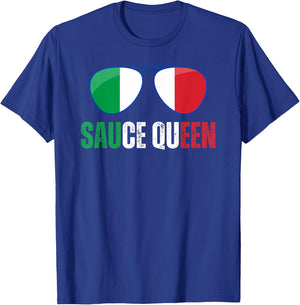 Funny Sauce Queen Italian Saying Italy Flag Cooking Nona T-Shirt - T-Shirt | Royal