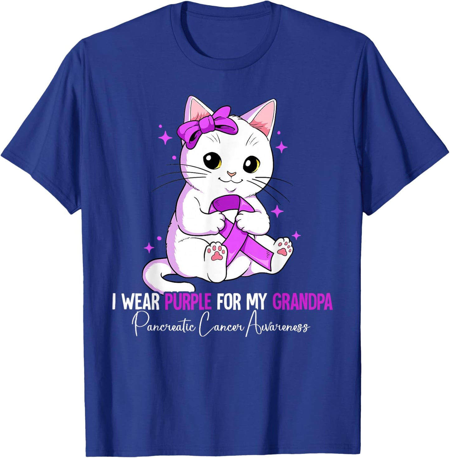 I Wear Purple For My Grandpa Pancreatic Cancer Awareness T-Shirt - T-Shirt | Royal