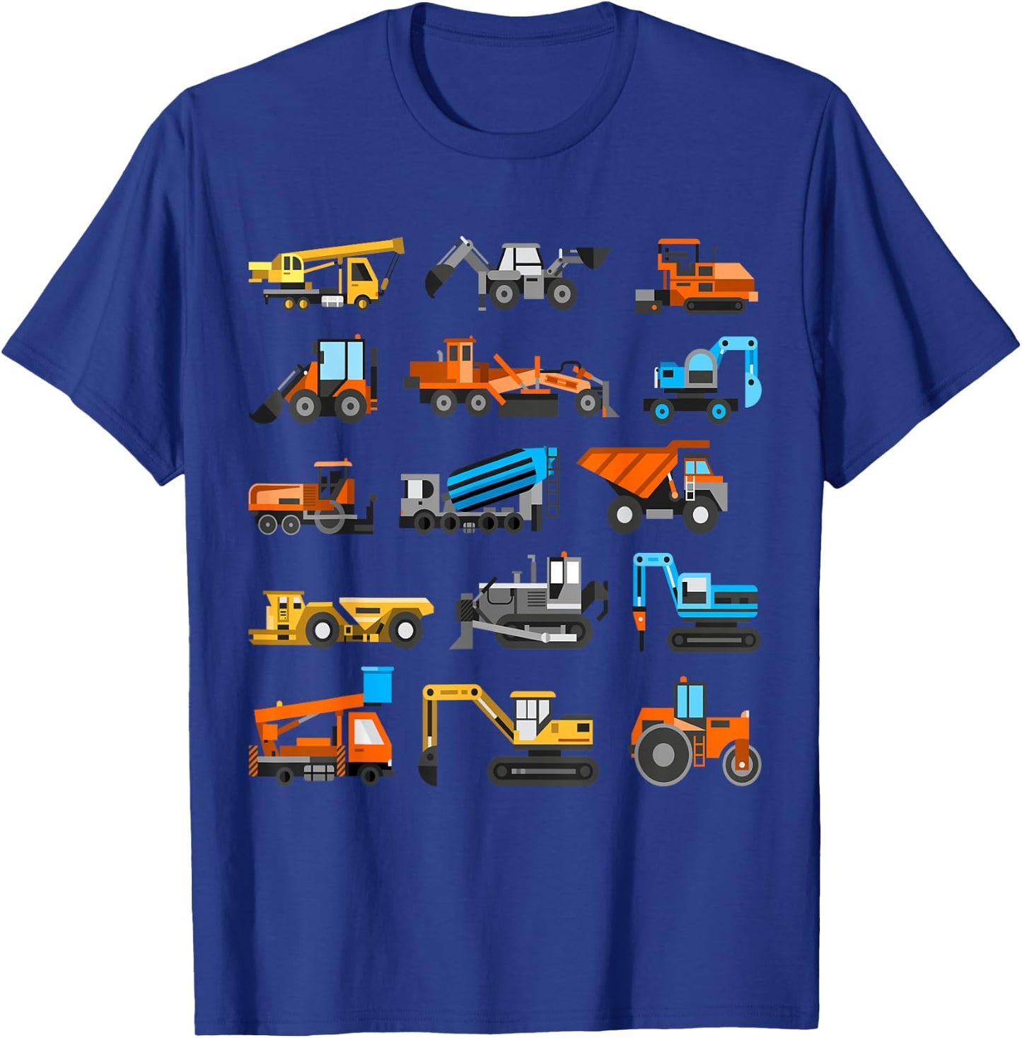 Kids Cute Construction Vehicles Excavator Boys Toddlers T-Shirt - T-Shirt | Royal