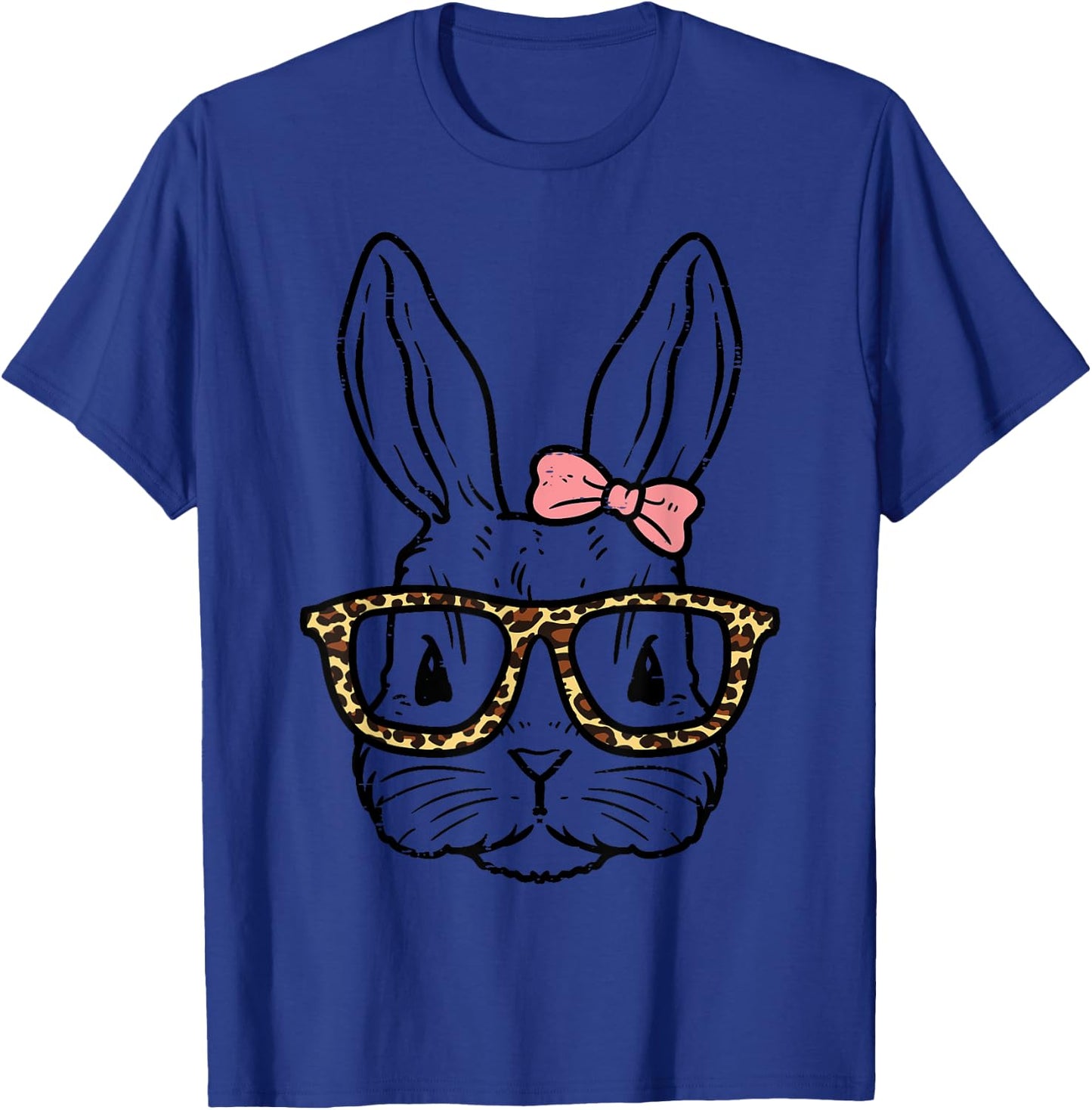 Rabbit Bunny Wearing Leopard Glasses Cute Easter Girls Women T-Shirt - T-Shirt | Royal