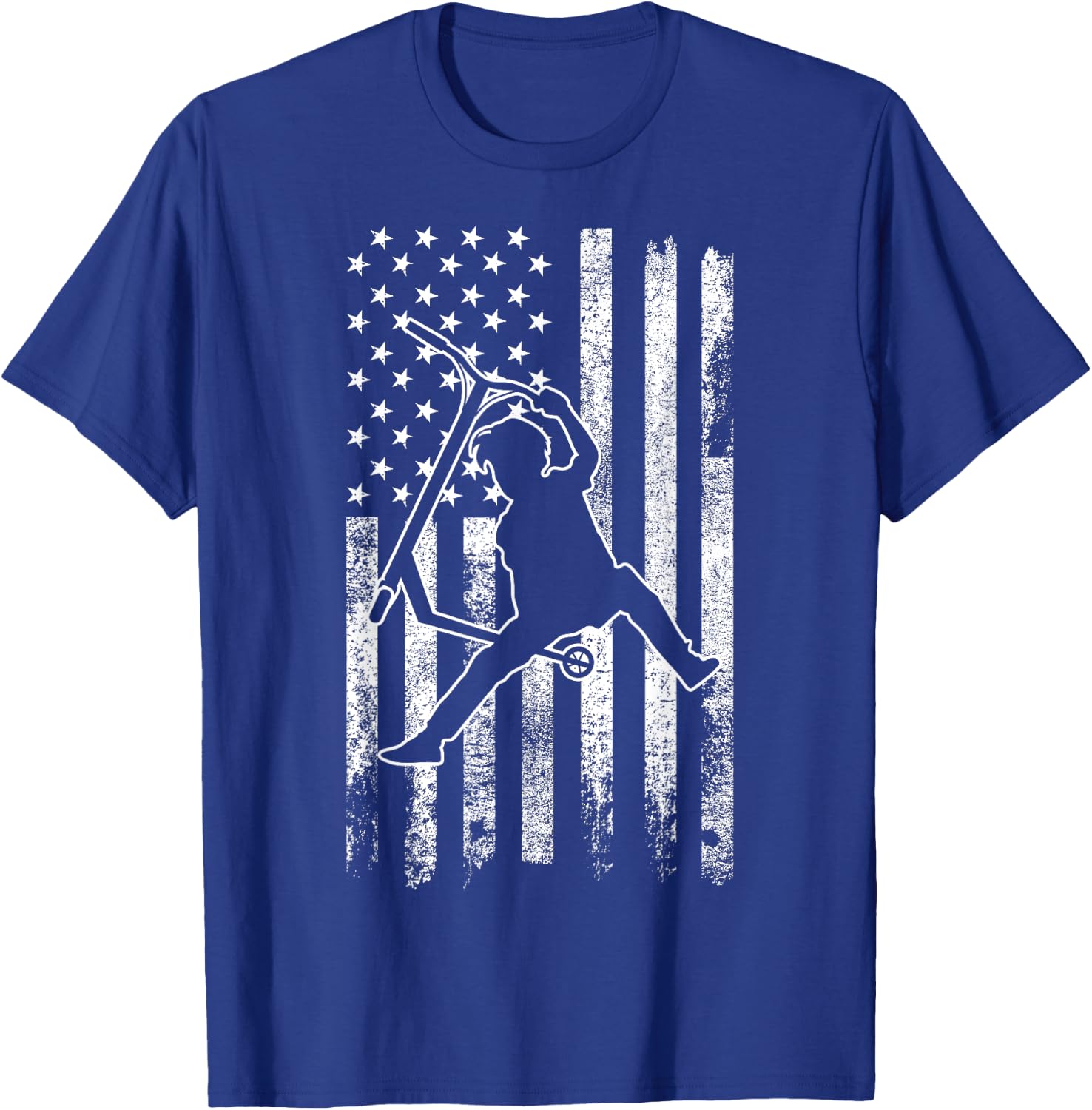 Scooter Stunt US Flag Retro Scooter Boys Kids T-Shirt - T-Shirt | Royal