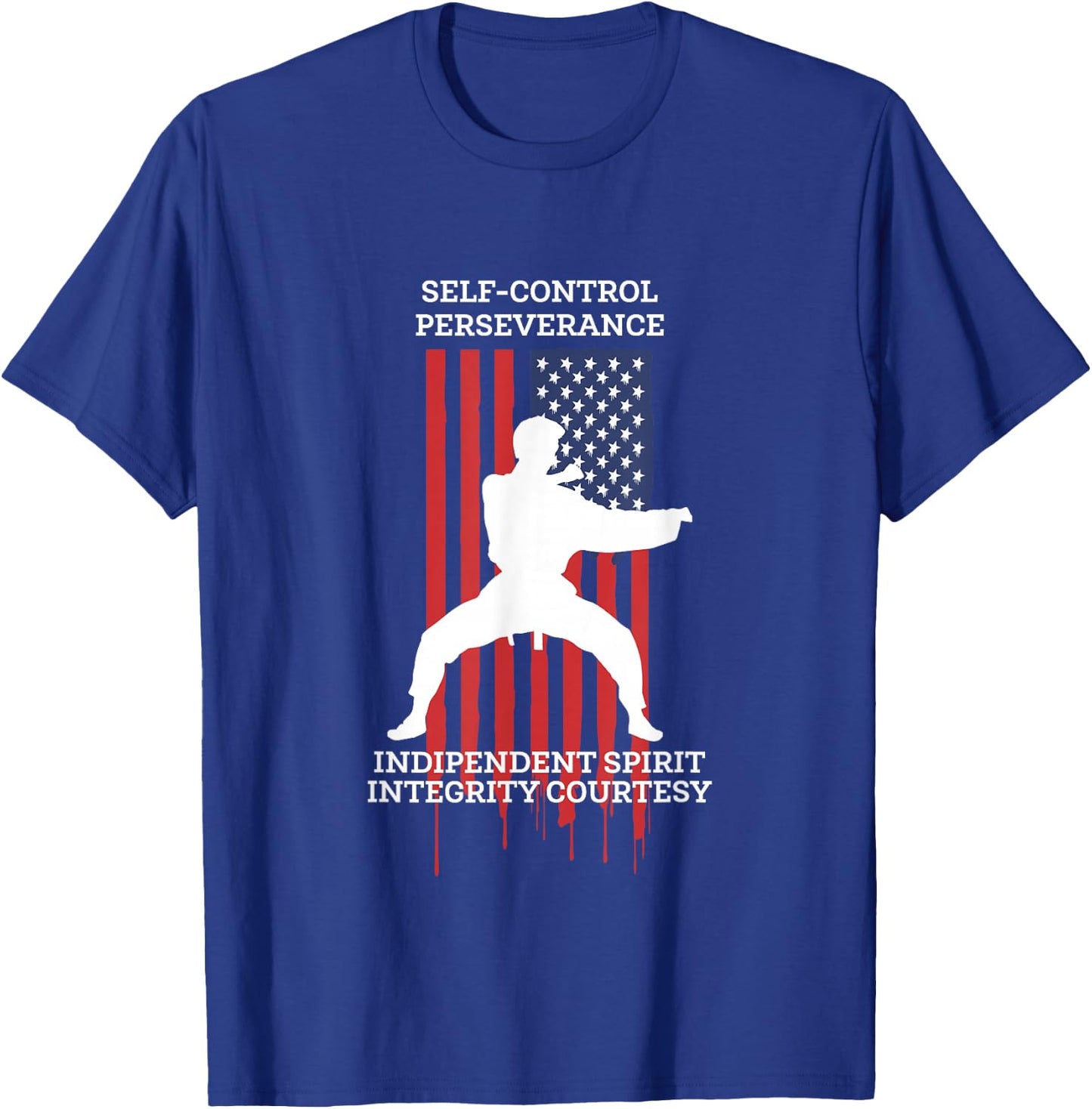 Taekwondo Tae Kwon Do Fighter USA Flag T-Shirt - T-Shirt | Royal