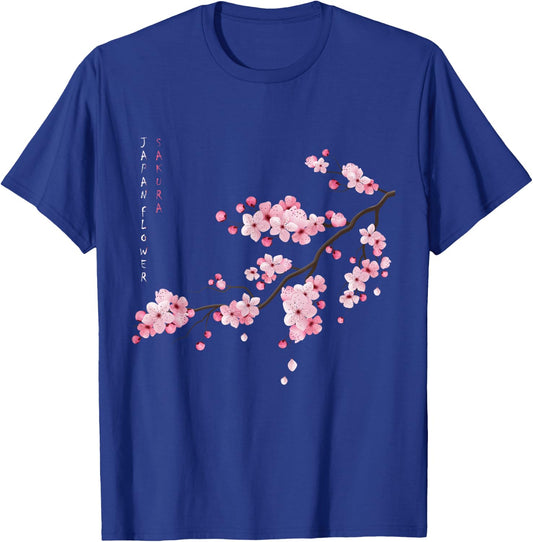 Vintage Sakura Japanese Cherry Blossom Flower Graphical Art T-Shirt - T-Shirt | Royal