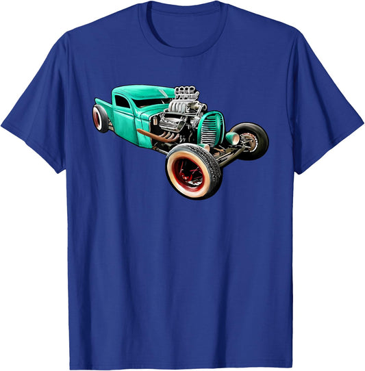 Rust Bucket Outline Funny Hot Retro Rod Diesel Cars Gift Men T-Shirt - T-Shirt | Royal