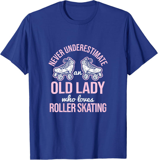 Old Lady Loves Roller Derby Roller Skating Roller Skate T-Shirt - T-Shirt | Royal