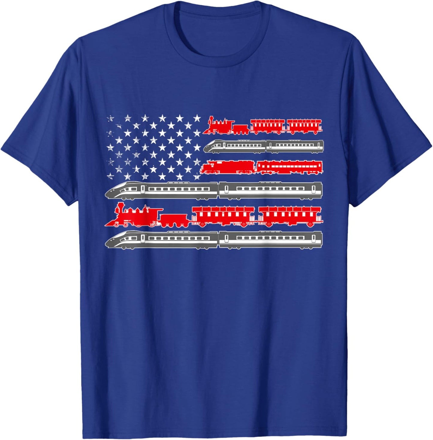 Train Railroad Dad Engine Conductor Fathers Day Model Trains T-Shirt - T-Shirt | Royal