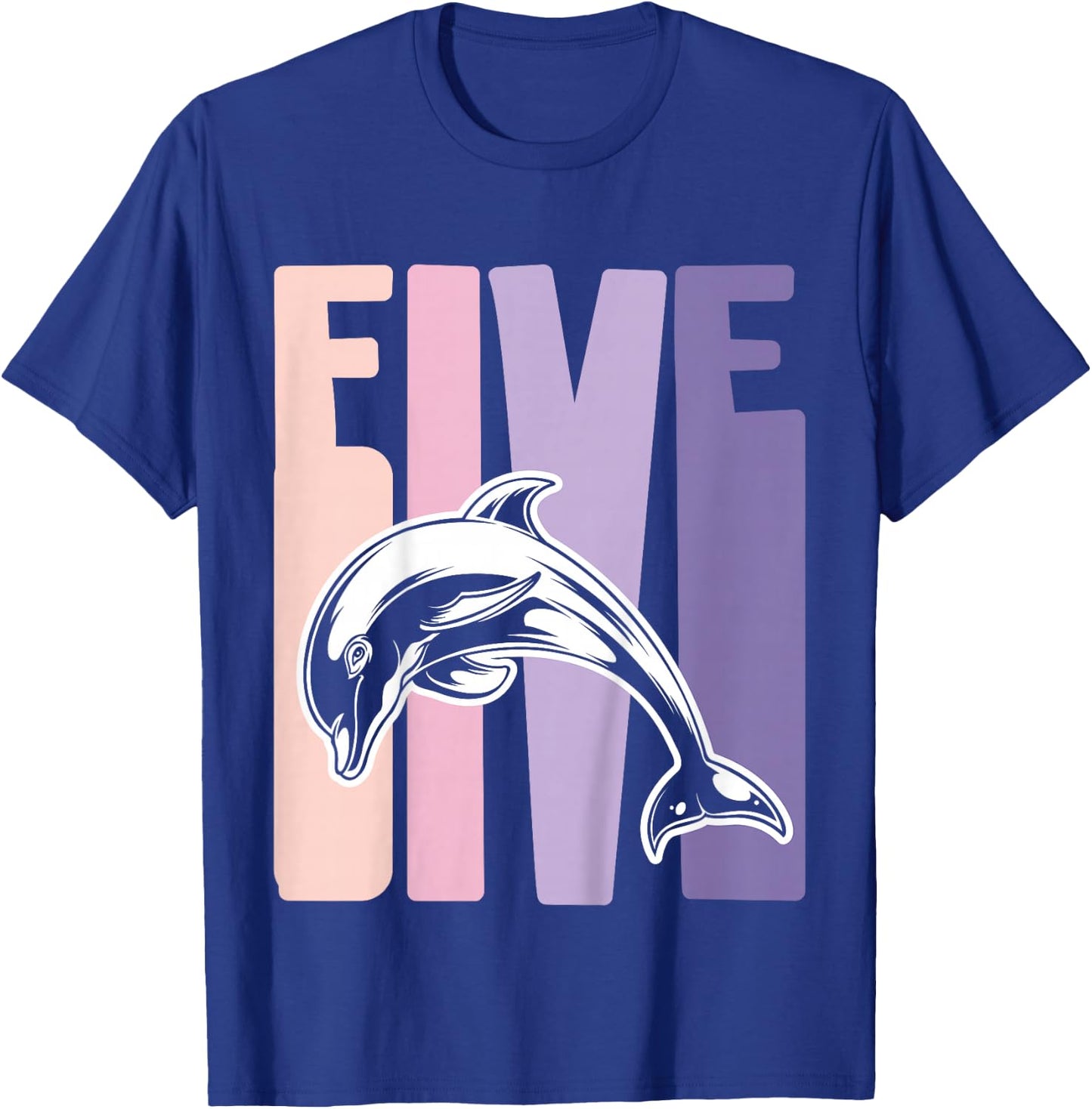 5th Birthday Gift Dolphin Fan 5 Years old Girl T-Shirt - T-Shirt | Royal
