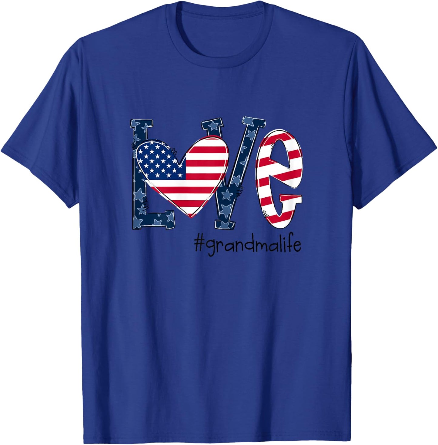 Love Grandma Life American Flag Shirt 4th Of July T-Shirt - T-Shirt | Royal